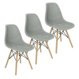 Kit 3 Cadeiras Colmeia Furadinha Heloisa Eloá Charles Eames Eiffel Base Madeira