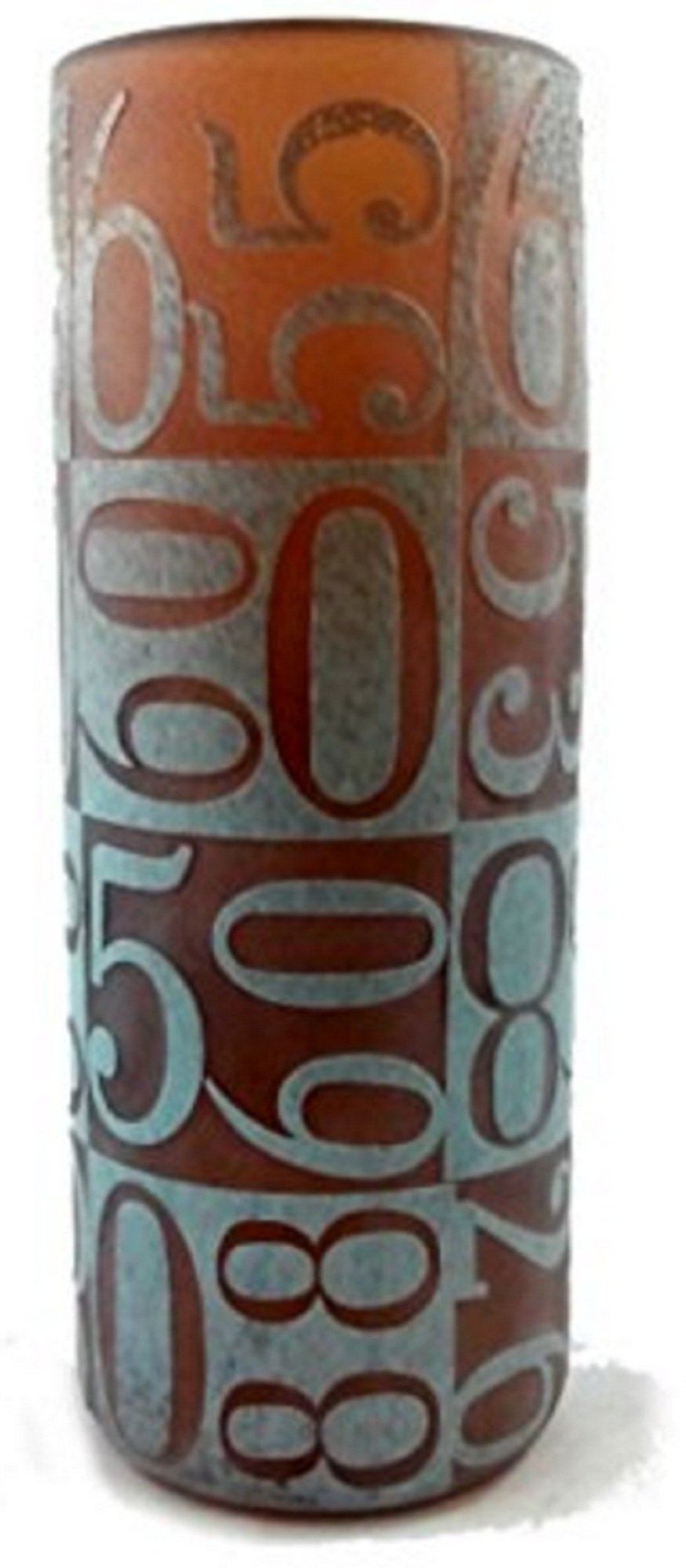 Vaso Manhattan Chic Artisan Amber &amp; Frosted Number Motif