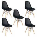 Kit 5 Cadeiras Colmeia Furadinha Heloisa Eloá Charles Eames Eiffel Base Madeira