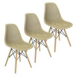 Kit 3 Cadeiras Colmeia Furadinha Heloisa Eloá Charles Eames Eiffel Base Madeira