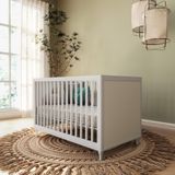 Berço Divicar Fofura Padrão Americano 2 Em 1 Mini Cama Rattan Branco