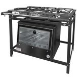 Fogão Industrial 3 Bocas 2 Simples A Gás Baixa Pressão Mr Fogões Com Forno Grelha Aço P5