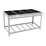 Fogão Industrial Profissional Extra Inox 8 Bocas 4 Duplas Com Espera Para Forno Ei8d4e Venâncio