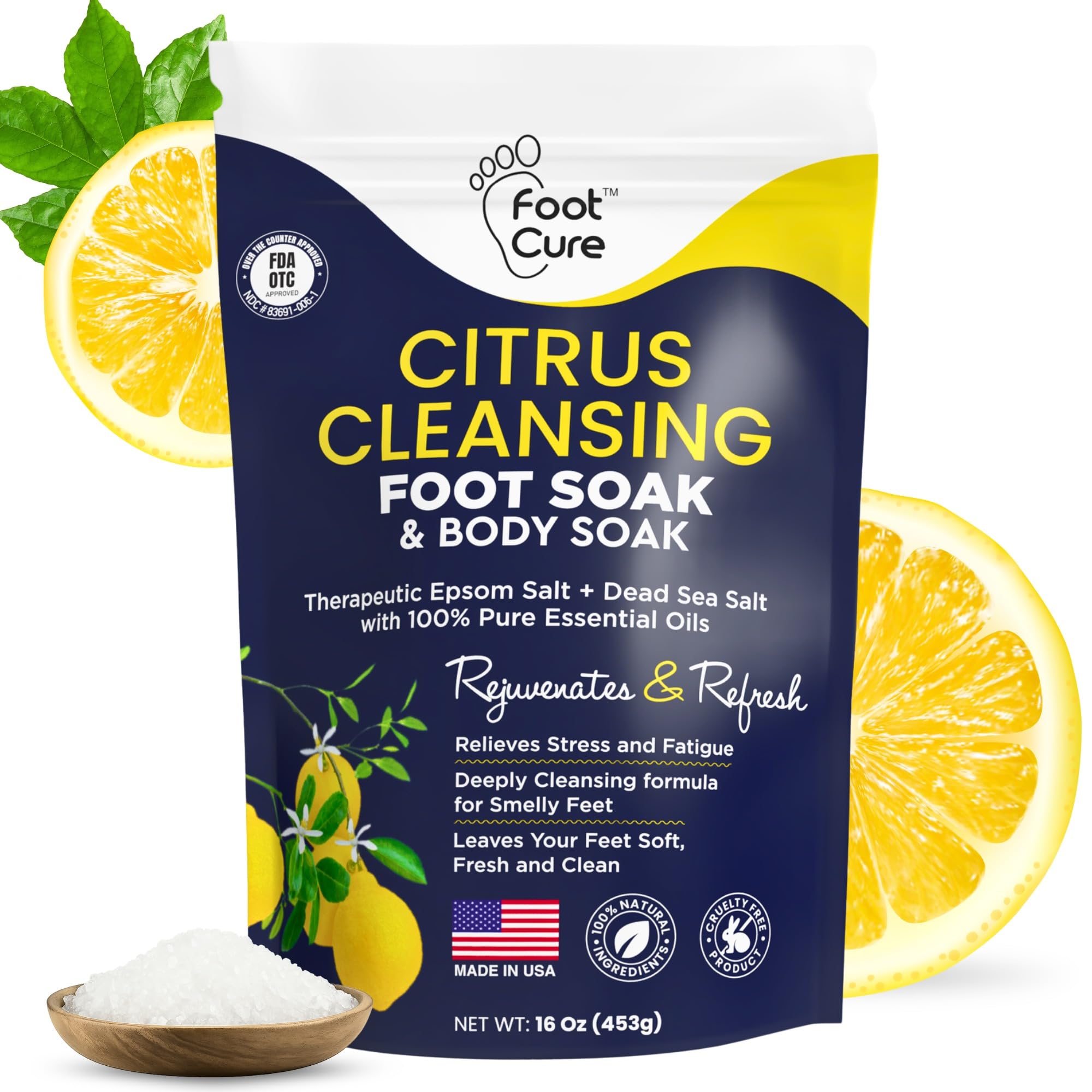 Foot Soak Foot Cure Citrus Detox Com Sal Epsom 473 Ml Fabricado Nos Eua