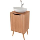 Gabinete Para Banheiro 45 Cm Cuba Redonda 1 Porta Retrô Amêndoa