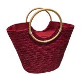 Bolsa Grande Cesta Alça Madeira Artesanal Praia Piscina Vinho