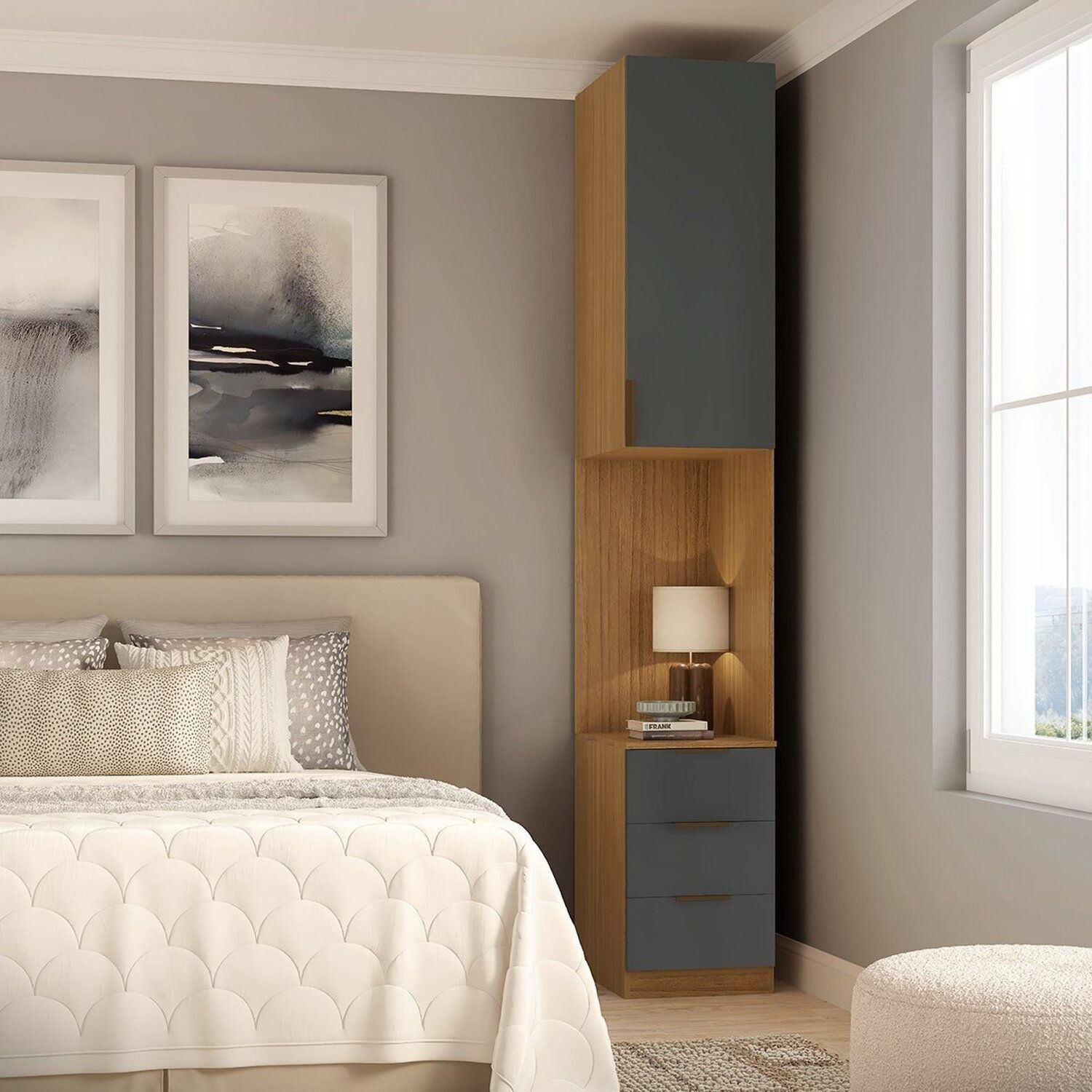 Módulo Mesa De Cabeceira Direita E Esquerda 100% Mdf Clean Altezza