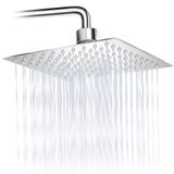 Chuveiro Ducha Quadrado Inox Area Externa Piscina Banheiro Modelo Curvado Prata