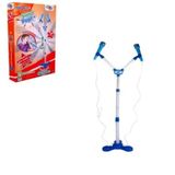 Kit Microfone Infantil Duplo Com Pedestal Conecta No Celular Som E Luz De Led Karaoke Rock Hero Squad Menino