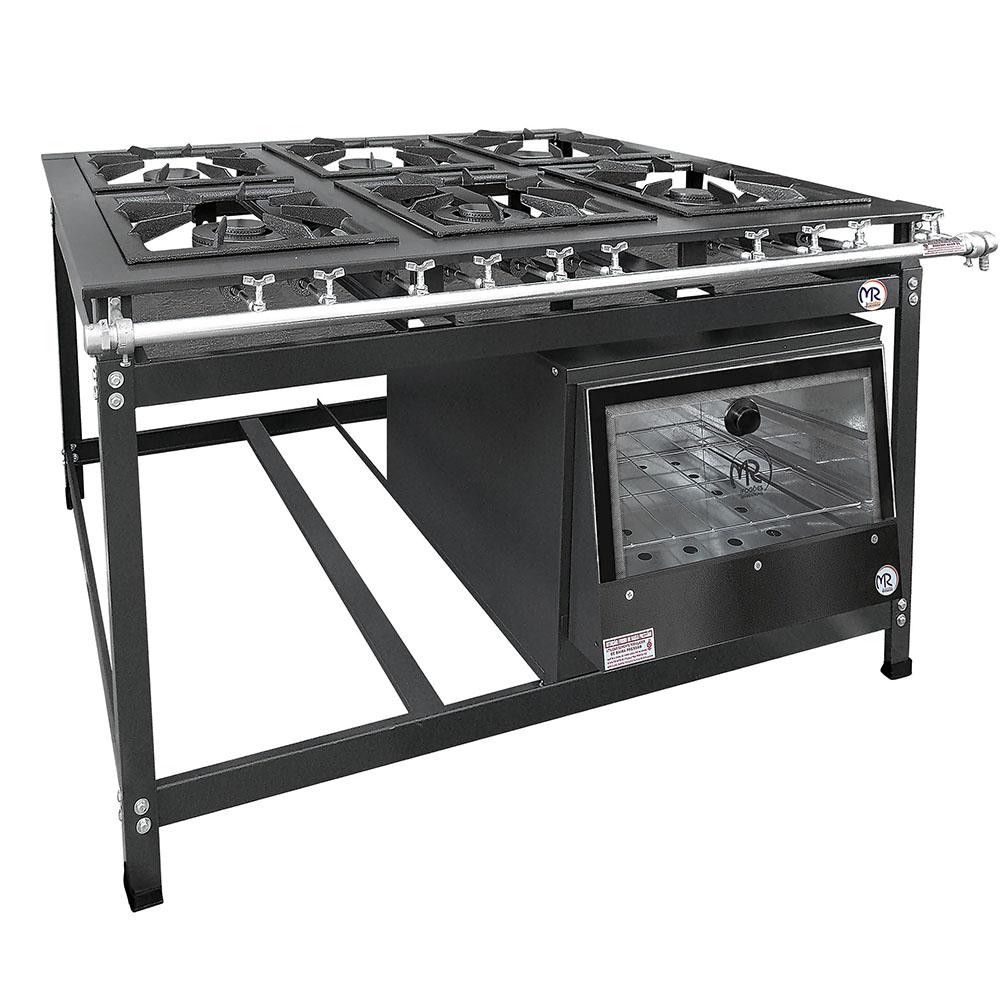 Fogão 6 Bocas Mr Fogões Industrial Com Forno Preto