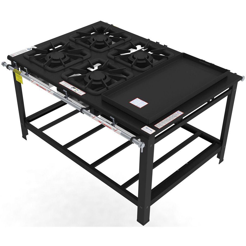 Fogão 4 Bocas Gastromaq Industrial Com Chapa Preto - Fg404cdch