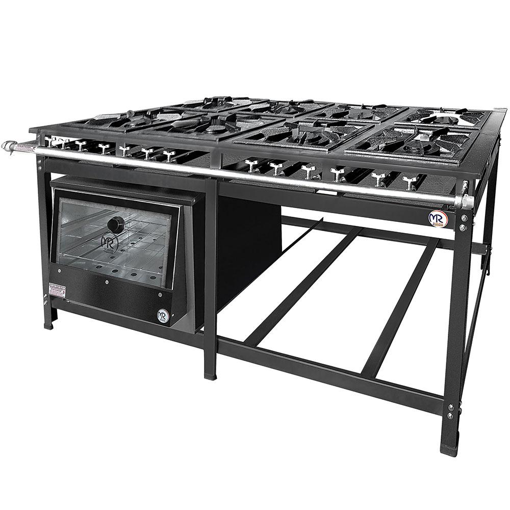 Fogão 8 Bocas Mr Fogões Industrial Com Forno Preto