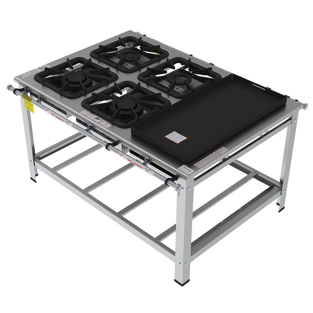 Fogão 4 Bocas Gastromaq Industrial Com Chapa Inox - Fgi404cmch