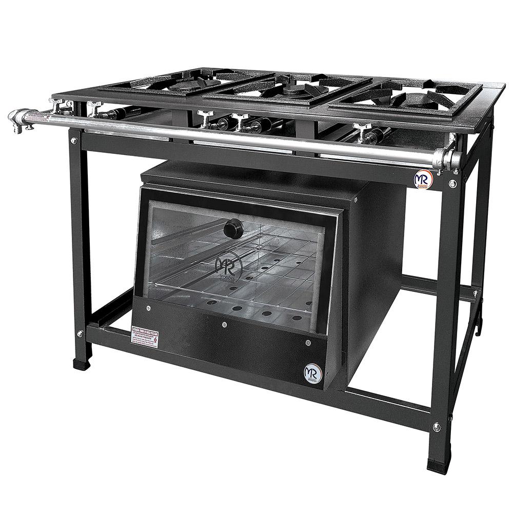 Fogão 3 Bocas Mr Fogões Industrial Com Forno Preto - 1211