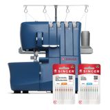 Kit Máquina De Costura Overloque S0235 Azul E Blisters De Agulhas 127v