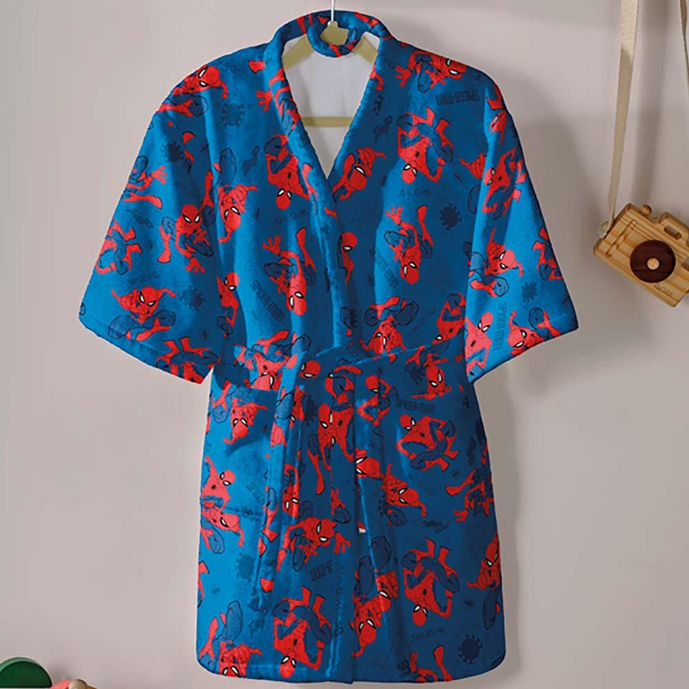 Roupão Infantil Médio Velour Spider Man 02 - Dohler Azul/vermelho