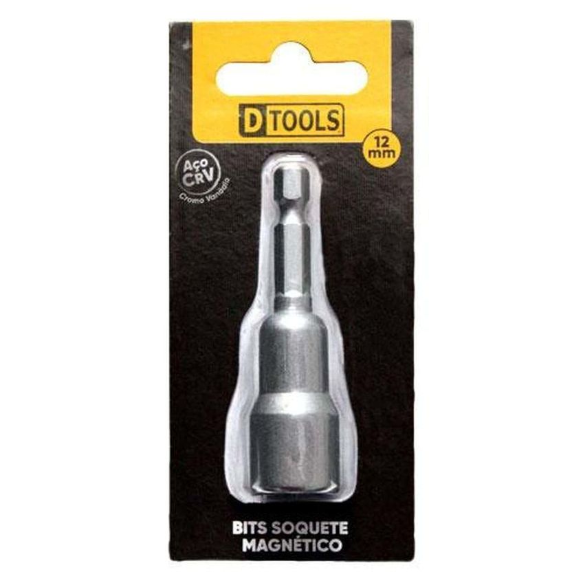 Bits Soquete Magnético 12mm Cromo Vanádio - Dtools 65mm Para Parafusadeiras - Encaixe Sextavado 1/4 - imagem 3