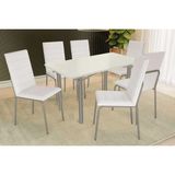 Sala De Jantar Completa Elba Tampo Madeirado C/ Vidro 160cm E 6 Cadeiras Amsterdã Niquel/off White - Courano Branco - Kappesberg