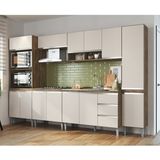 Cozinha Modulada Athena 6 Peças 2 Balcões 2 Armários Torre Quente E Paneleiro Itaúba/off White