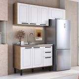 Cozinha Modulada Provençal 3 Peças Balcão 120cm 2 Armários Jequitibá/branco Fosco