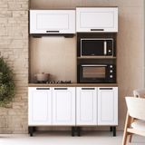 Cozinha Modulada Provençal 4 Peças Balcão, Tampo, Armário Basculante E Torre Quente Jequitibá/branco Fosco