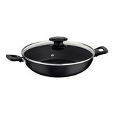 Panela Wok Antiaderente Tramontina Loreto Com Tampa 28cm Grafite 27817120