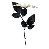 Rosa Negra Com Aranha 41cm Halloween Decorativa