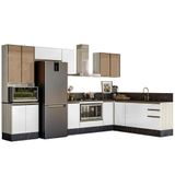 Cozinha Modulada 9 Peças Mdf Kali Nicioli Bianco Toq Branco Uv