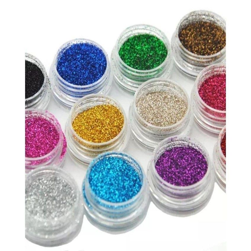Kit Com 12 Potinhos Com Glitter Fininho Brilho Purpurina Para Unha - imagem 4