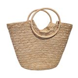 Bolsa Grande Cesta Alça Madeira Artesanal Praia Piscina Palha