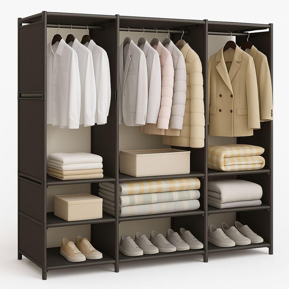 Guarda-roupa Aberto Com 3 Divisórias, Prateleiras E Cabideiro Ideal ...