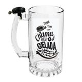 Kit Caneca Chopp Campainha Chama Sino Vidro Premium Copo De Vidro Cerveja 450ml