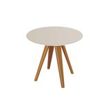 Mesa Multiuso Cozinha Duna Premium Madeira Maciça C/ Tampo Madeirado C/ Vidro 120x120cm Carvalho/off White/vidro Off White - Kappesberg