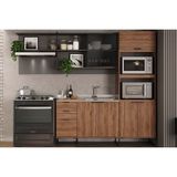 Kit Cozinha Modulada 6 Peças Alpha (1aéreo+1balcão+1torrequente+3complementos) C6p107 Freijo/cinza - Carraro