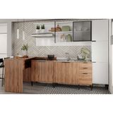 Kit Cozinha Modulada 5 Peças Alpha (1aéreo+2balcões+1paneleiro+1ilha) C5p133 Freijo/branco - Carraro