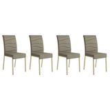 Cadeira De Cozinha Wave 1754 Kit 4 Un Dourado/linho Bamboo/courano Bamboo/noce - Carraro