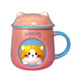 Caneca Gatinho Rosa 3d Com Tampa E Colher - Charme E Conforto Para Seu Café Da Manhã!