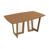 Mesa P/ Cozinha Clara Premium Madeira Maciça C/ Tampo Madeirado 170x90cm Carvalho/canela - Kappesberg