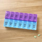 Organizador Semanal De Medicamentos - Caixa Rosa E Azul Com Braille E 14 Compartimentos