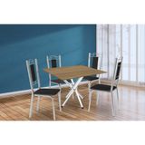 Conjunto: Mesa De Cozinha Volga C/ Tampo De Madeira 90cm E 4 Cadeiras Lisboa Cromado/nogueira - Preto - Kappesberg