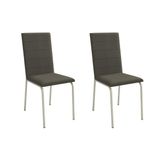 Cadeira De Cozinha Amsterdã 2c091 Aço Kit 2 Un Niquel/suede Escuro - Kappesberg