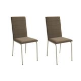 Cadeira De Cozinha Amsterdã 2c091 Aço Kit 2 Un Niquel/suede Cappuccino - Kappesberg