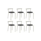 Kit 6 Banquetas Sala Jantar 105 6 Uni Prata/courano Preto - Carraro