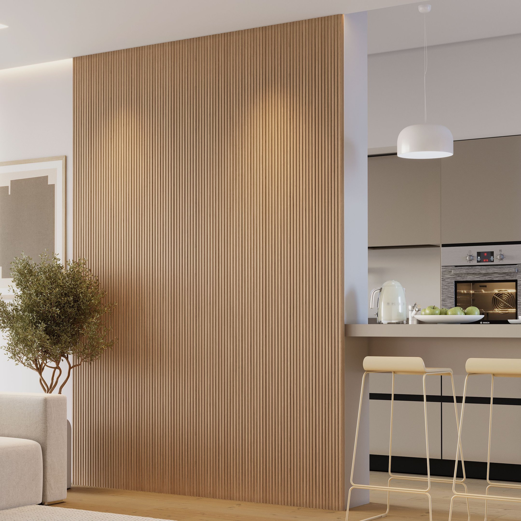 Kit 3 Placas De Painel Ripado Tóquio 250cm X 58cm X 3,3mm Rende 4,35m² Ecorevest Itapuã