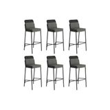 Kit 6 Banquetas De Cozinha Duo 1753 6 Un Preto/linho Grafite/courano Preto - Carraro