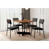 Conjunto: Mesa De Cozinha Átria 1593 Aço C/ Tampo Madeirado 90x90cm E 4 Cadeiras Neo Preto/nogal - Preto/grafite - Preto - Carraro