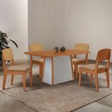 Mesa Jantar Diane 120cm Tampo Mdf Lam 4 Cadeiras Copper Pre Moderna Turim 07 Naturale Off White