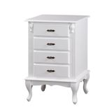 Mesa De Cabeceira De Madeira Rústica 4 Gavetas Pés Luiz Xv - Branco Laca