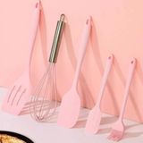 Kit Utensílios De Silicone Para Cozinha 5 Peças Espátula Fue Pincel Rosa