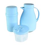 Kit Garrafa Paris 500ml Garrafa Fano 250ml E Pote Dosador 300ml Unibaby Azul